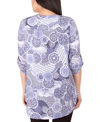 Ny Collection Petite Printed Pintuck Top