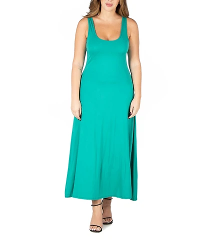 24seven Comfort Apparel Plus Simple A-line Tank Maxi Dress