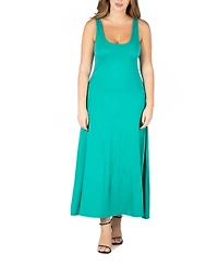 24seven Comfort Apparel Plus Simple A-line Tank Maxi Dress