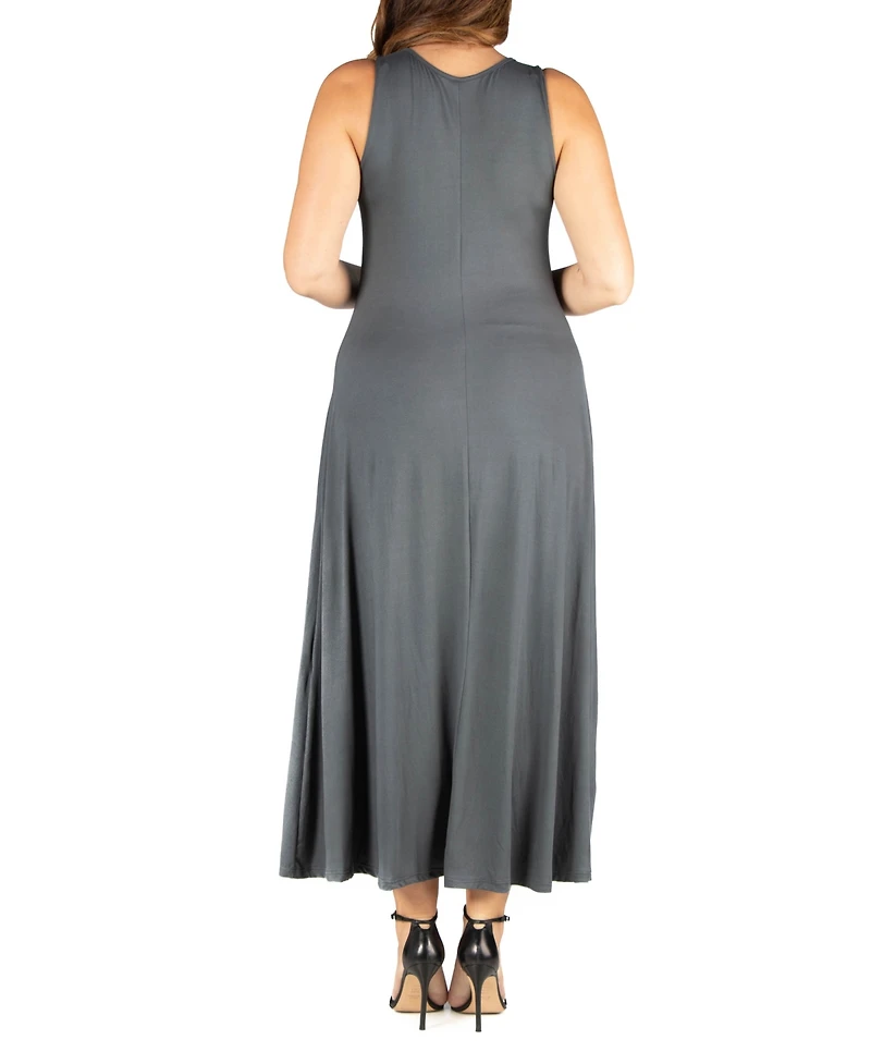 24seven Comfort Apparel Plus Simple A-line Tank Maxi Dress