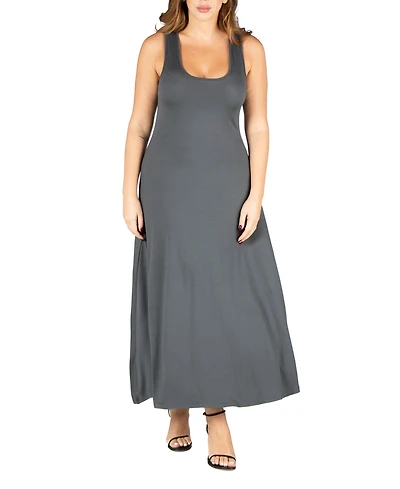 24seven Comfort Apparel Plus Simple A-line Tank Maxi Dress
