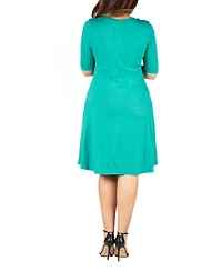 24seven Comfort Apparel Plus Knee Length Dress