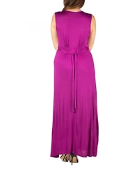 24seven Comfort Apparel Plus Sleeveless Empire Waist Maxi Dress