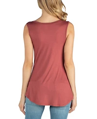 24seven Comfort Apparel V Neck Maternity Tunic Tank Top with Round Hemline