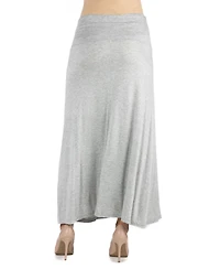 24seven Comfort Apparel Womens Elastic Waist Solid Color Maternity Maxi Skirt