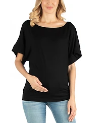24seven Comfort Apparel Loose Fit Dolman Maternity Top with Wide Sleeves