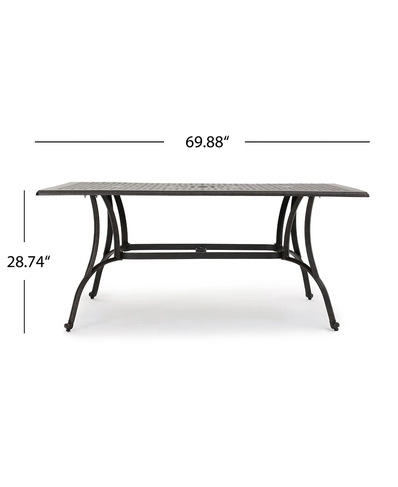 Noble House Alfresco Outdoor Cast Rectangular Dining Table