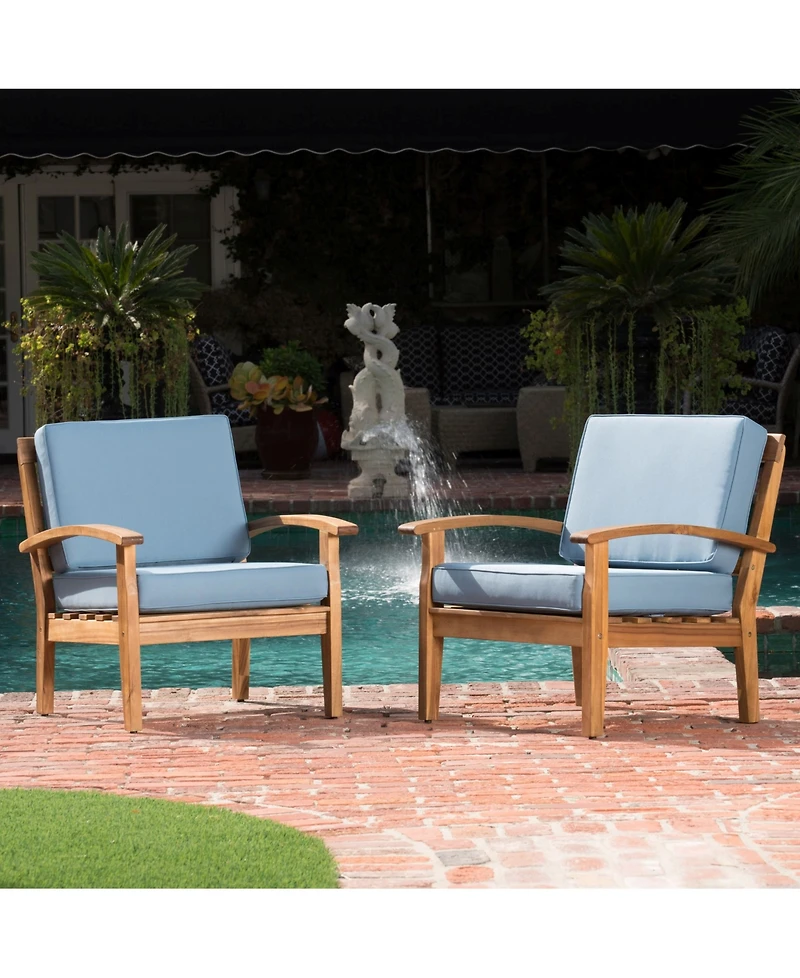 Noble House Aletta Outdoor Club Chairs with Cushions, Set of 2