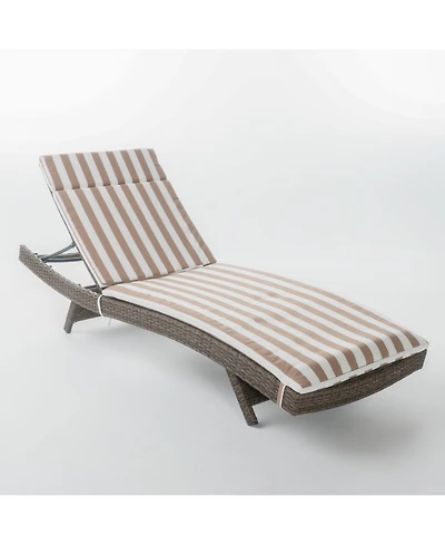 Noble House Salem Outdoor Chaise Lounge with Stripe Cushion