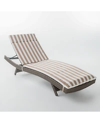 Noble House Salem Outdoor Chaise Lounge with Stripe Cushion
