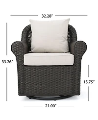 Noble House Amaya Outdoor Swivel Rocking Chair with Cushions