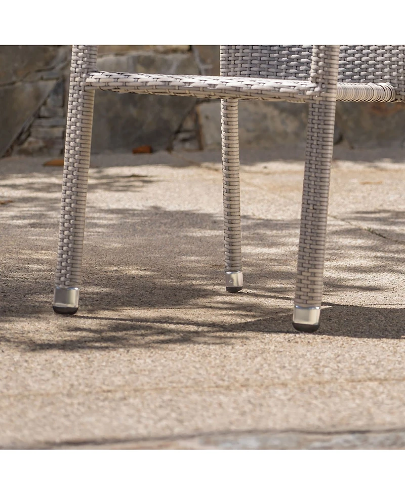 Noble House Dover Outdoor Armed Stacking Chairs with Frame, Set of 2