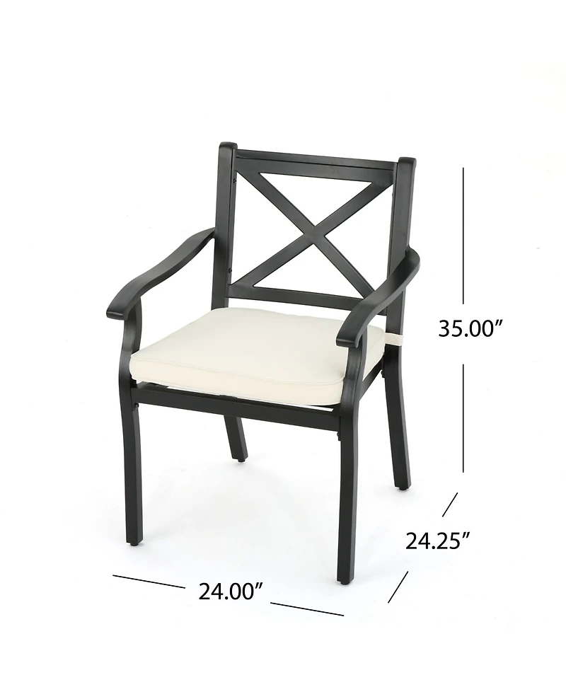 Noble House Exuma Outdoor Cast Dining Chairs with Cushions, Set of 2