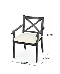 Noble House Exuma Outdoor Cast Dining Chairs with Cushions, Set of 2