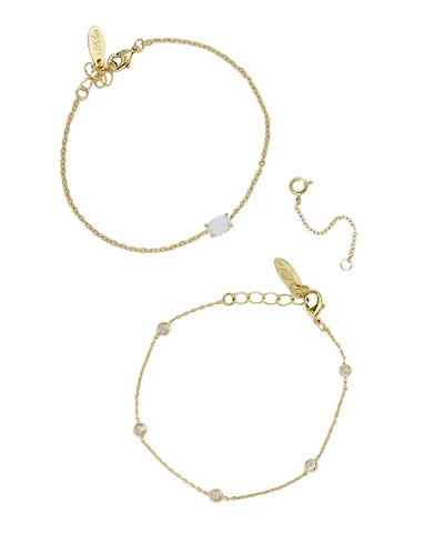 Ettika Opal Crystal Dainty Women's Bracelet Set with Extender Add On