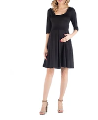 24seven Comfort Apparel Fit and Flare Scoop Neck Maternity Dress