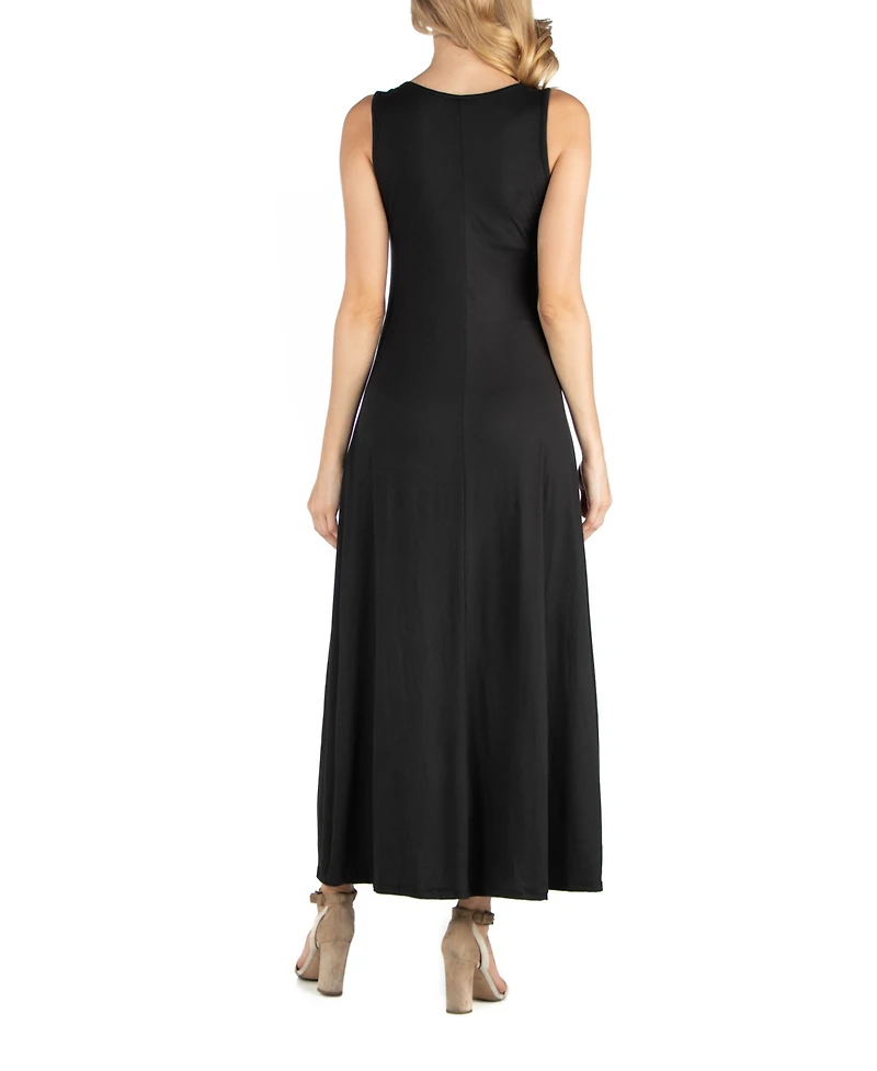 24seven Comfort Apparel Slim fit A Line Sleeveless Maternity Maxi Dress