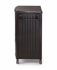 Suncast DCCW3000D 77 Quart Resin Wicker Patio Cooler with Cabinet & Wire Basket