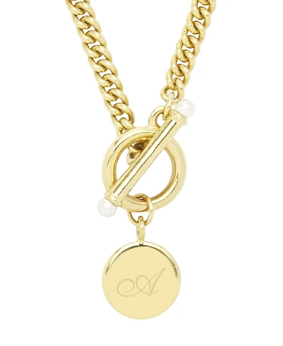 brook & york Stella Imitation Pearl Initial Toggle Necklace