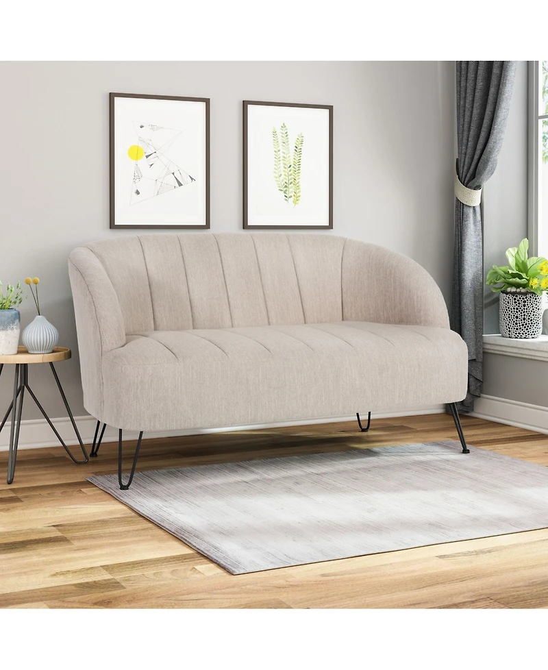 Noble House Lupine Modern Loveseat with Hairpin Legs