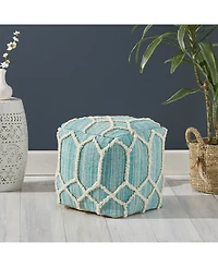 Noble House Bluesage Boho Ottoman Pouf