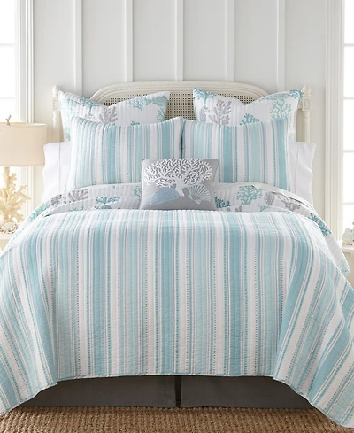 Levtex Cape Coral Stripe Reversible -Pc. Quilt Set