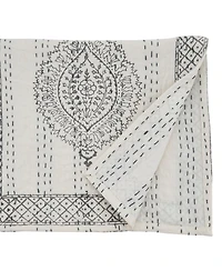 Saro Lifestyle Block Print Taj Kantha Stitch Runner