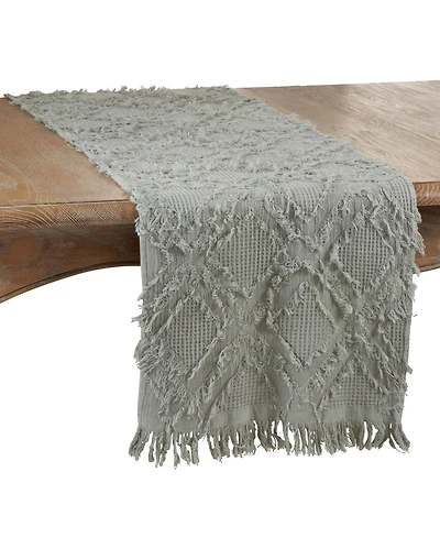 Saro Lifestyle Fringe Waffle Weave Runner