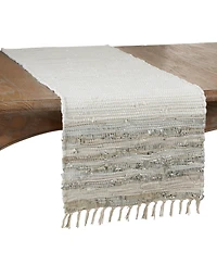 Saro Lifestyle Striped Leather Chindi Runner