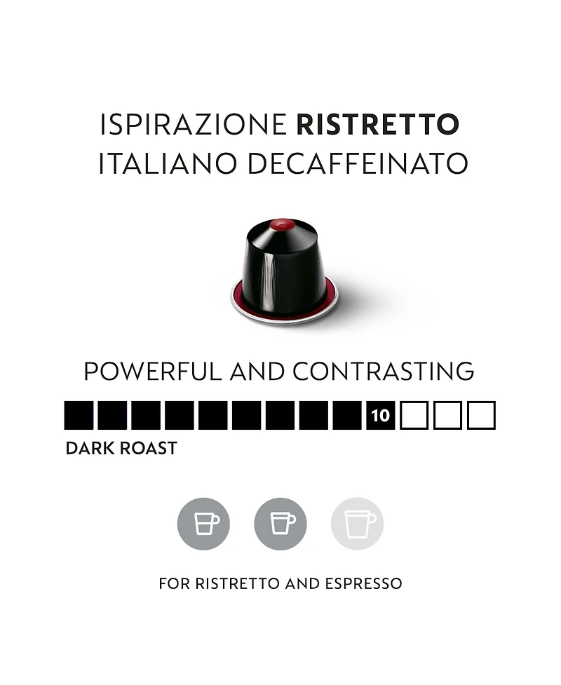 Nespresso Capsules OriginalLine, Ristretto Decaffeinato, Dark Roast Espresso Coffee, 50-Count Espresso Pods