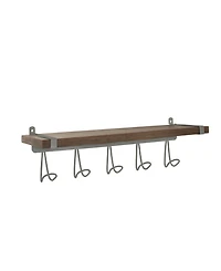 Spectrum Vintage-like Living Wall Mount 5-Hook Wood Shelf