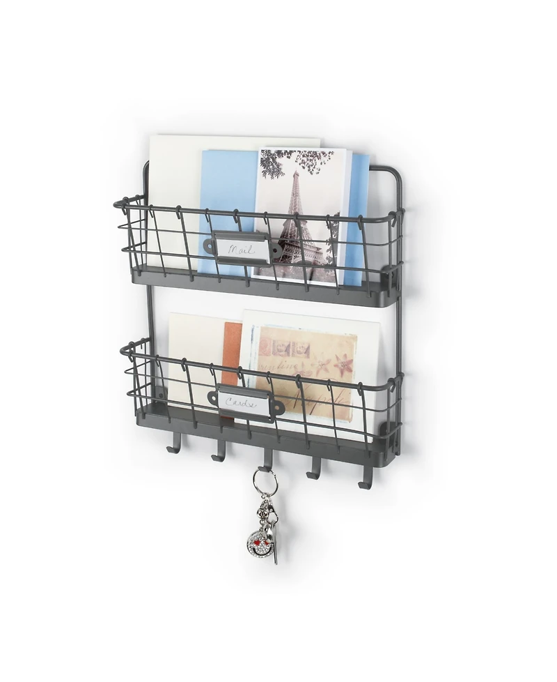 Spectrum Vintage-like Living Wall Mount 2-Tier Letter Holder Key Rack