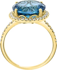 Lali Jewels London Blue Topaz (6-3/4 ct. t.w.) & Diamond (1/3 ct. t.w.) Statement Ring in 14k Gold