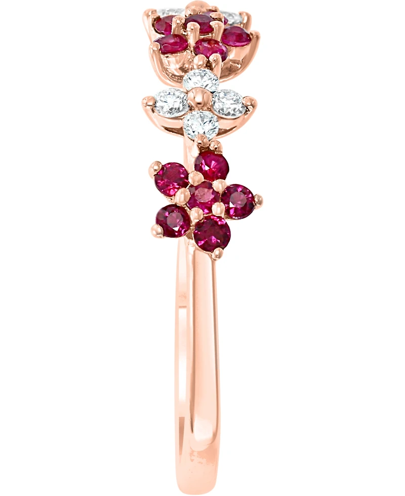 Lali Jewels Ruby (3/8 ct. t.w.) & Diamond (1/6 ct. t.w.) Flower Band in 14k Rose Gold