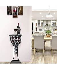 Sorbus Wine Rack Table - Stylish Storage for 11 Bottles with Faux Marble Top & Conversation-Starting Design (Marble Black)