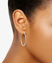 Giani Bernini Medium Oval Skinny Hoop Earrings in 18K Gold-Plated Sterling Silver, or Sterling Silver, 1-5/8", Created for Macy's