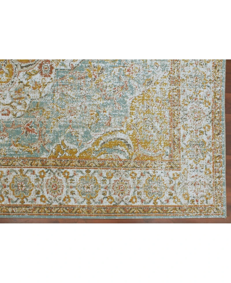 Amer Rugs Eternal Ete-3 Aqua/Ivory 2'7" x 7'6" Runner Rug