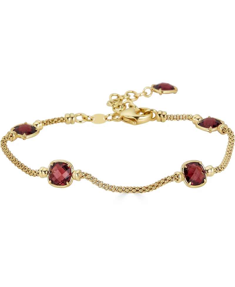 Lapis Lazuli Station Link Chain Bracelet 14k Gold-Plated Sterling Silver (Also Turquoise, Citrine, Amethyst, Garnet & Onyx)