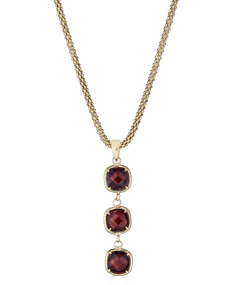 Lapis Lazuli Triple Drop Pendant Necklace 14k Gold-Plated Sterling Silver, 18 + 3" extender (Also Turquoise, Citrine, Amethyst, Garnet & Onyx)