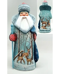 G.DeBrekht Woodcarved Hand Painted Reindeer Santa Figurine