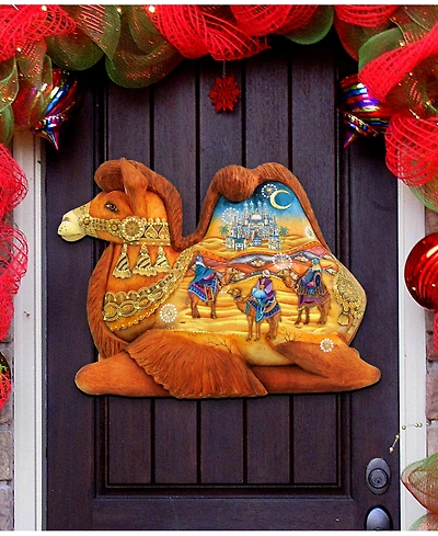 Designocracy Camel Three Kings Nativity Christmas Door Hanger
