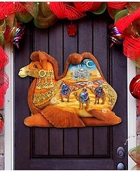 Designocracy Camel Three Kings Nativity Christmas Door Hanger