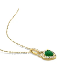 Emerald (5/8 ct. t.w.) & Diamond (1/4 ct. t.w.) Heart Lock 17" Pendant Necklace in 14k Gold