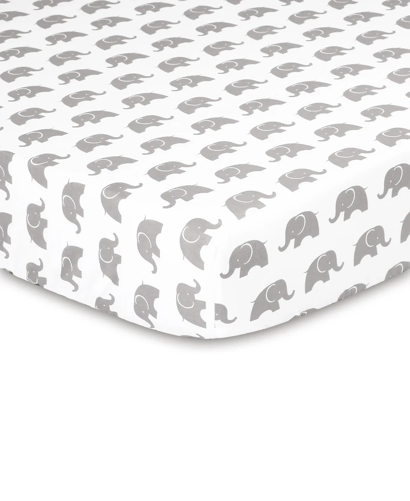 The Peanutshell Elephant Walk 3 Piece Baby Nursery Crib Bedding Set, Quilt, Fitted Crib Sheet, and Dust Ruffle