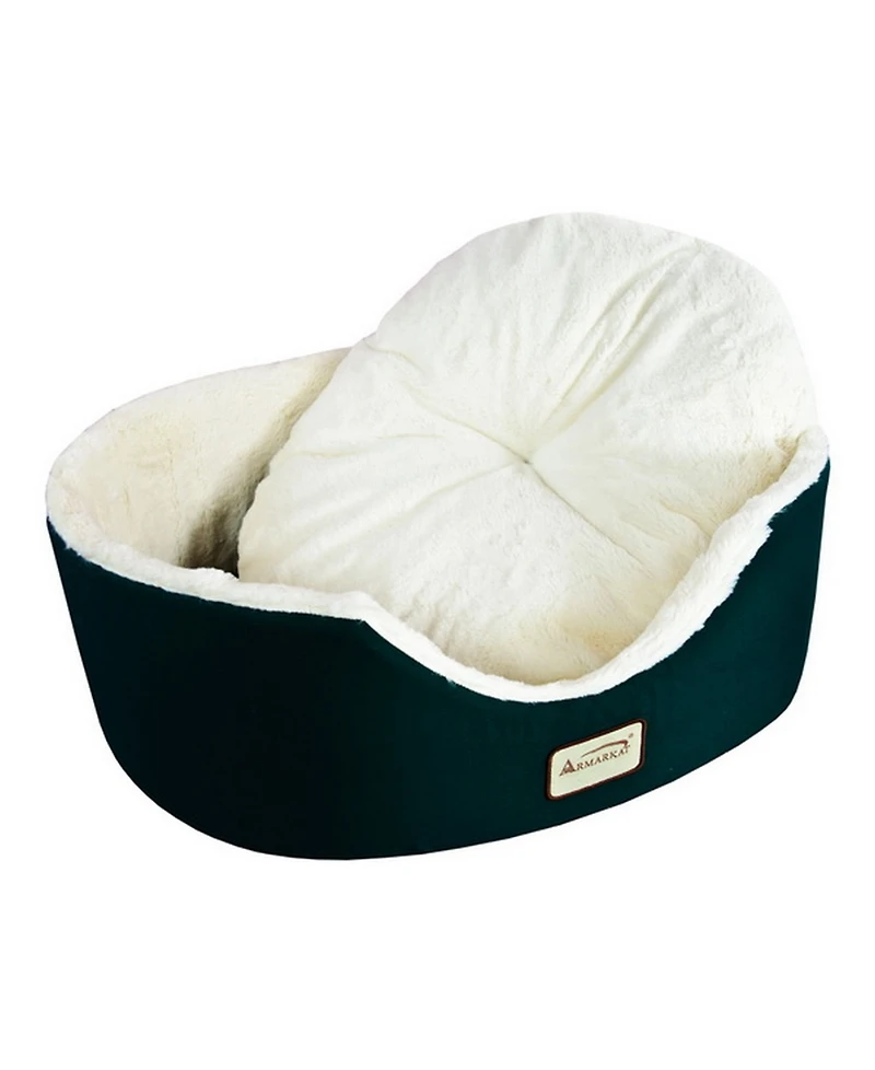 Armarkat Cat Bed Oval Pet Cuddle House in Laurel Green/Ivory