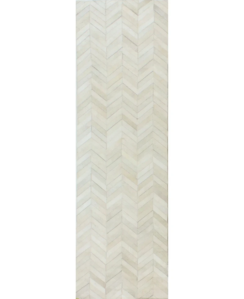 Bashian Cowhide Fie-01 White 2'6" x 8' Runner Rug