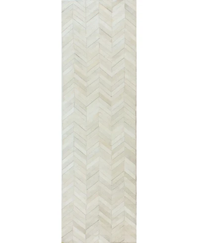 Bashian Cowhide Fie-01 White 2'6" x 8' Runner Rug