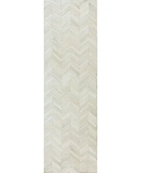 Bashian Cowhide Fie-01 White 2'6" x 8' Runner Rug
