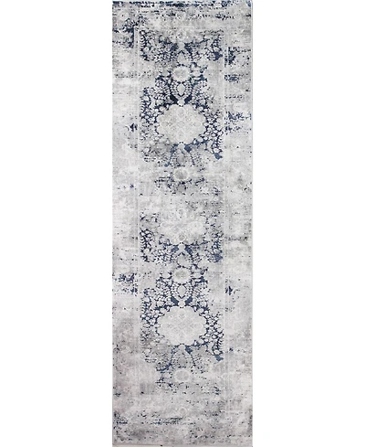 Closeout! Bashian Isle Isl-02 Gray, Blue 2'6" x 8' Runner Rug