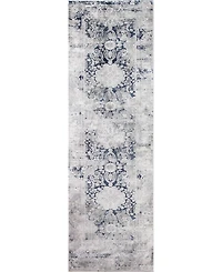 Closeout! Bashian Isle Isl-02 Gray, Blue 2'6" x 8' Runner Rug